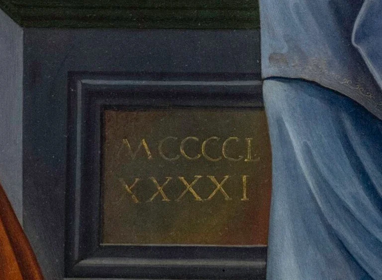 On the pilaster the year in Roman numerals: 1491.