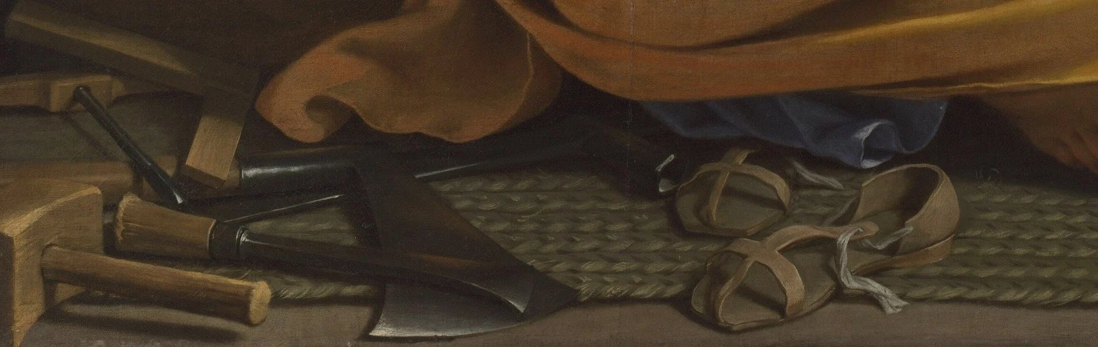 Plane, axe and saw: the carpenter has laid down his work.
