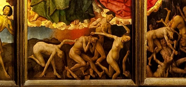 The damned tear at each other and at themselves on their way to the right.
