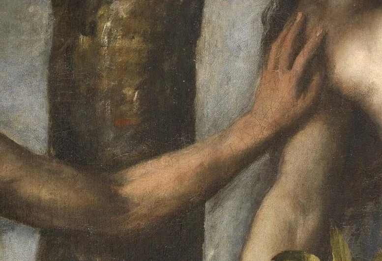 Adam's hand on Eve is the only resistance in the picture, and it is not a strong one.