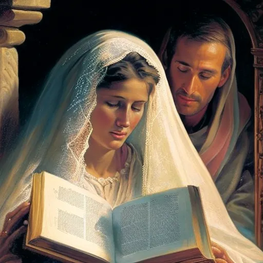 Lukas 2,5 auf daß er sich schätzen ließe mit Maria, seinem vertrauten Weibe, die ward schwanger.