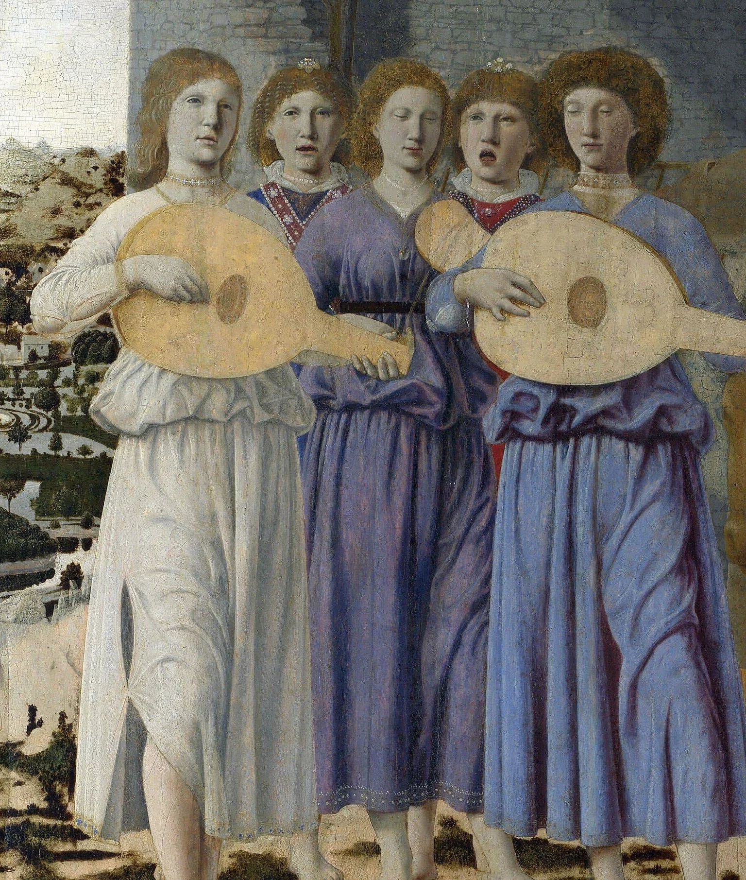 The angels sing with open mouths, each one differently.