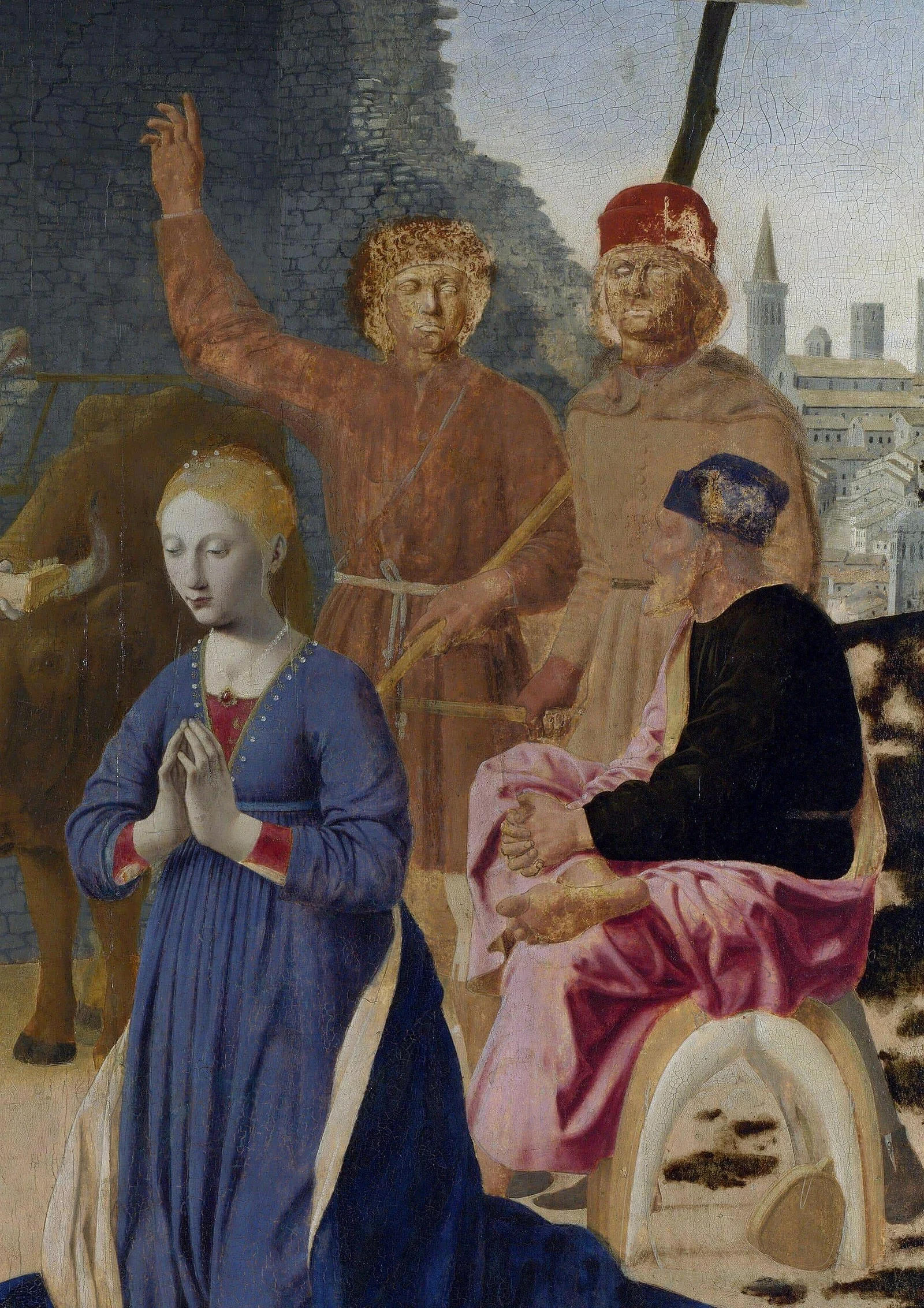 Joseph sits cross-legged on the saddle and shows us the sole of his foot. A shepherd beside him points to heaven.