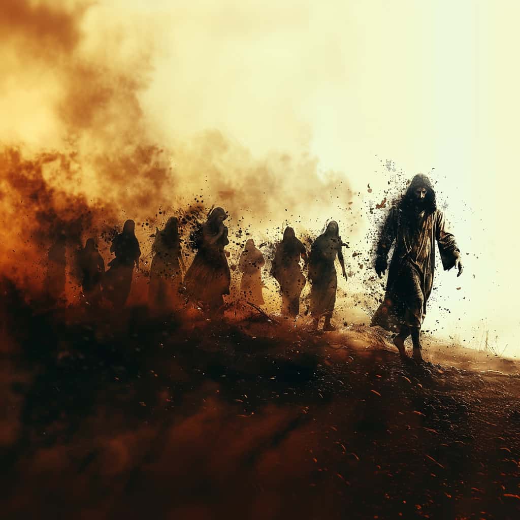 Jesus leads the prisoners out